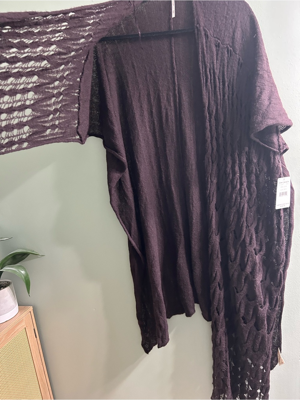 NWT free people knit purple plum shawl sweater oversized XS/S